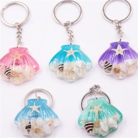 Ocean series keychain seashell resin keychain starfish acrylic keychain for souvenir gifts